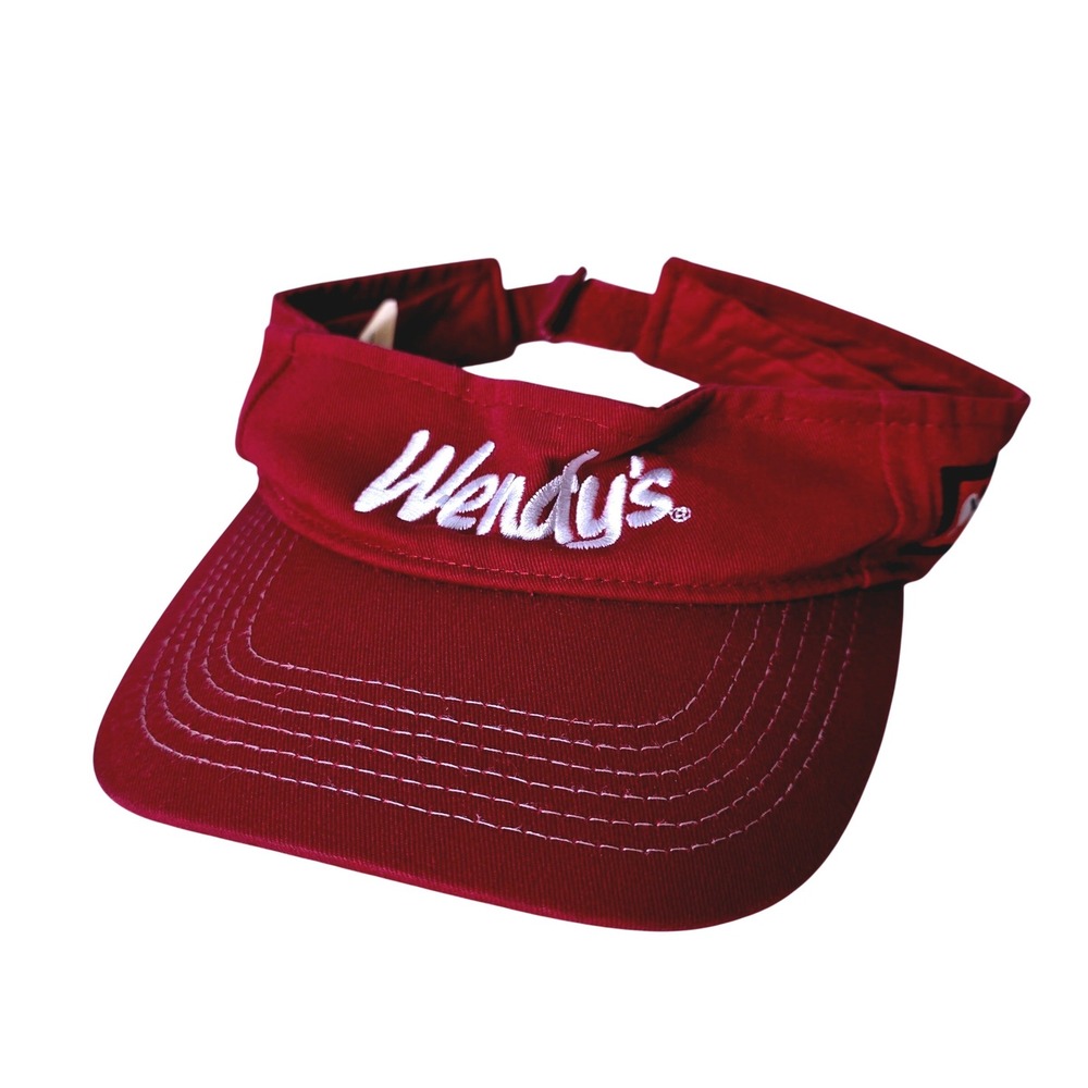 Wendy's Red Sun Visor Hat Dave Thomas Foundatn Adoption Barco WN715 Uniform Work